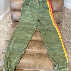 Aviator Nation Kids Camouflage Joggers with Rainbow Stripe
